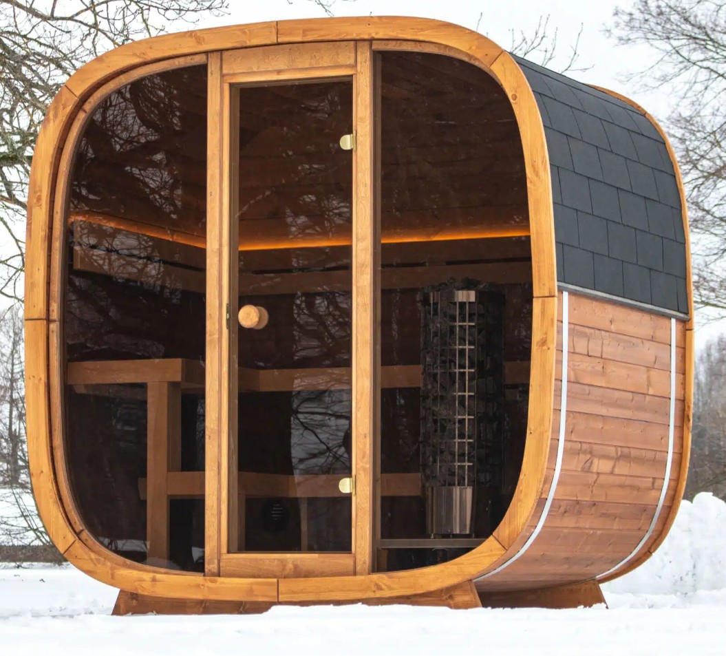 Foto : Dice Blanco: De compacte buitensauna voor elke tuin