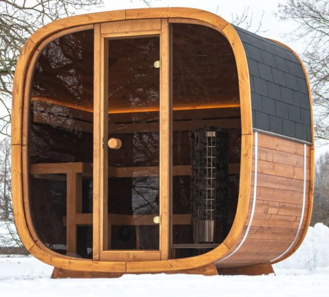 Foto : Dice Blanco: De compacte buitensauna voor elke tuin