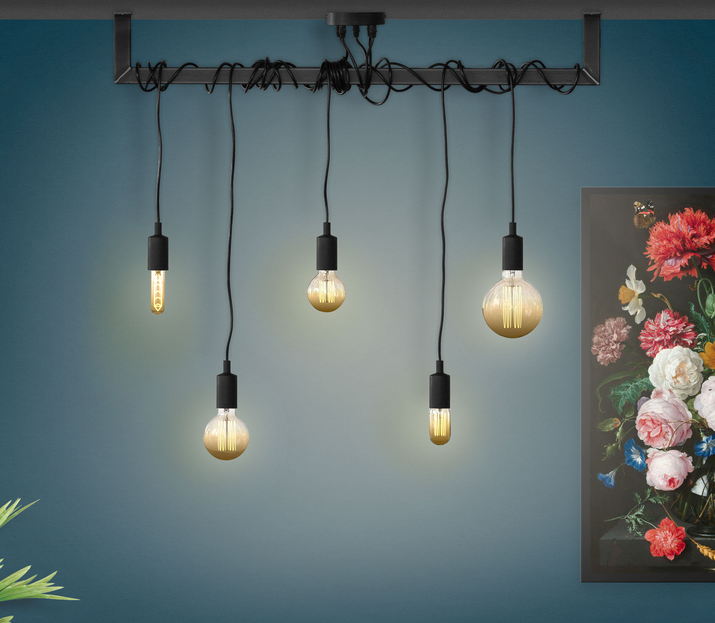 Foto: stalen lamp cubic colors detail metru