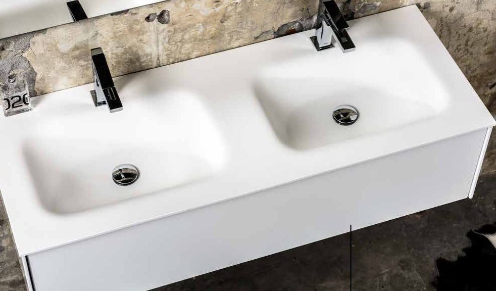 Foto: Solid S Cloud solid surface wastafel 120x46x0 9cm mat wit   2 wasbakken