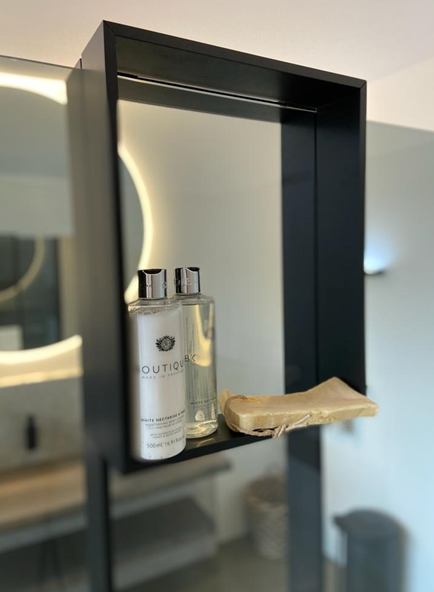 Foto: design bath douchenis doucherek en handdoekrek mat zwart voor over douchewand 12089532934 prodddd