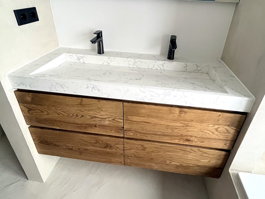 Foto: wastafelonderkast met 4 laden maatwerk