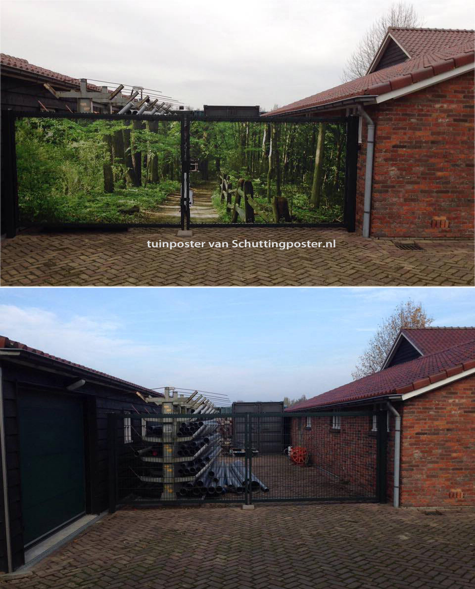 Foto: tuinposter bospad van schuttingposternl