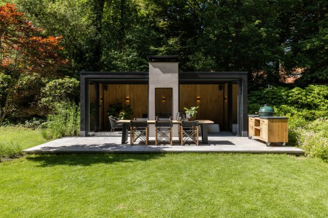 Foto : Tuinkamer met doorkijkhaard