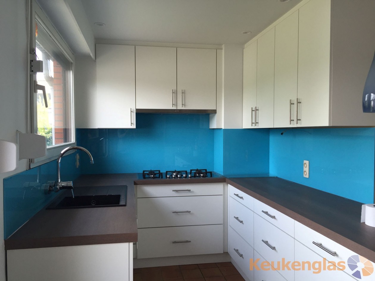 Foto: w3 Aqua blauwe keuken achterwand Schoten Belgie