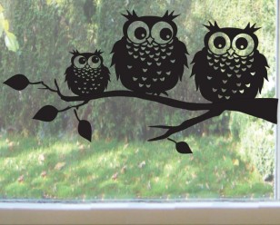 Foto: Raamsticker drie uiltjes Lipdus 308 248