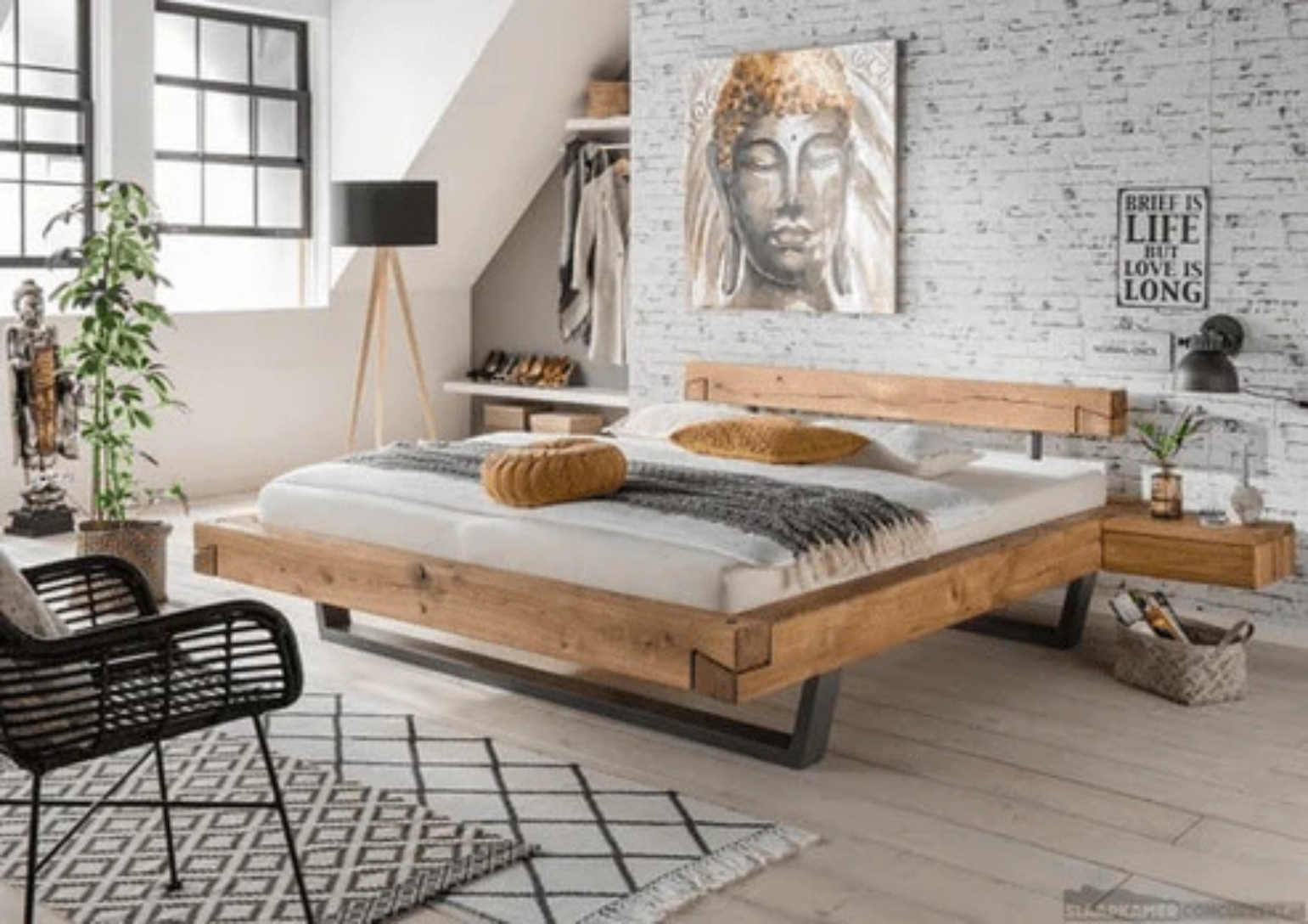 Foto : Woodstock Zwevend Balkenbed IV met Hoofdeinde - Stijlvol en Modern Design