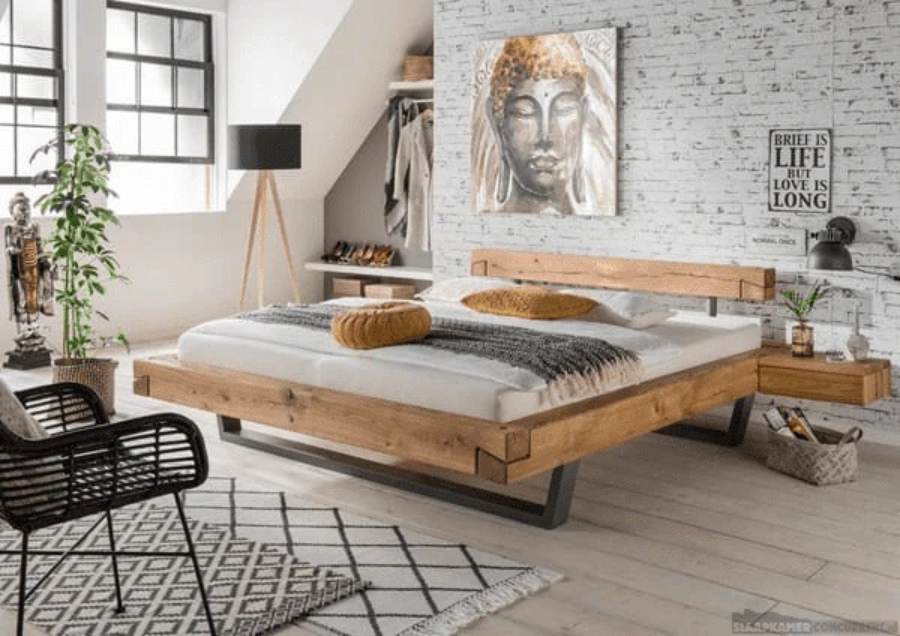 Foto: Woodstock Zwevend Balkenbed IV met Hoofdeinde   Stijlvol en Modern Design  1 