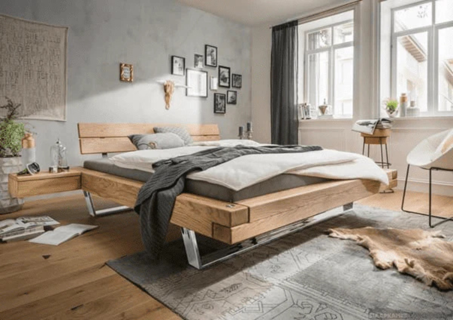 Foto: Woodstock Zwevend Balkenbed V met hoofdeinde Balk II  1 