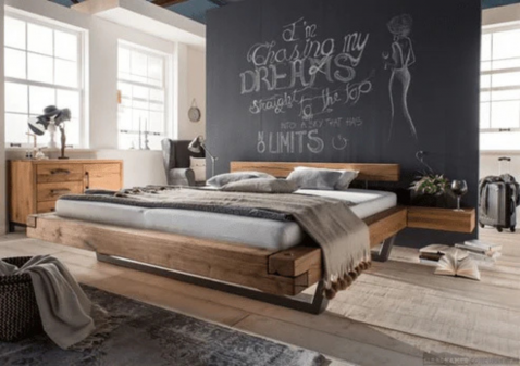 Foto : Woodstock Zwevend Balkenbed I met hoofdeinde Balk I