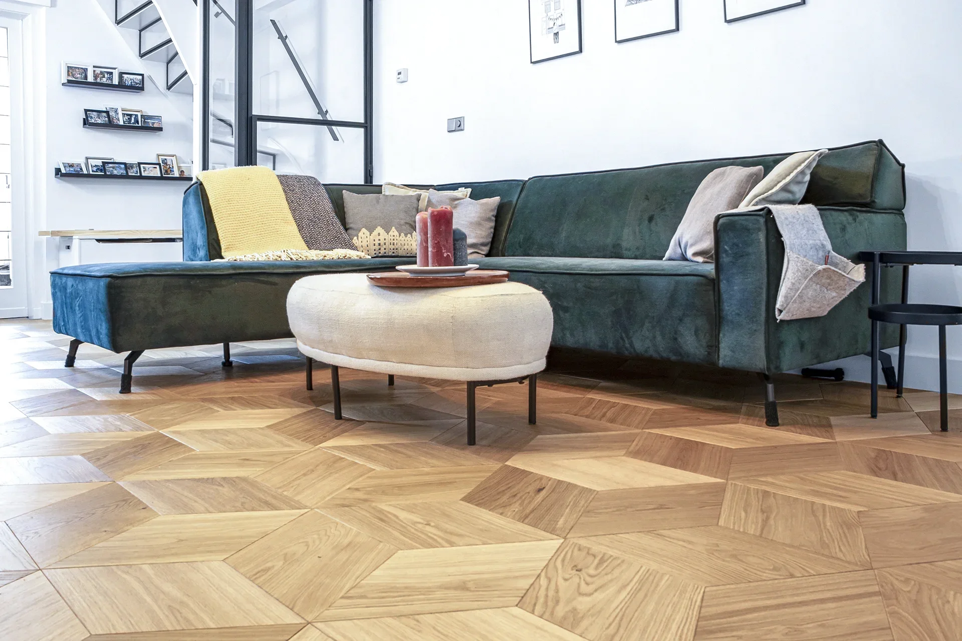 Foto: Dual Parquet reg    Euro eiken 1 Bis CUBE 15 4 x 260 mm incl  4 velling   Pure geolied  Cinzento 50450  6