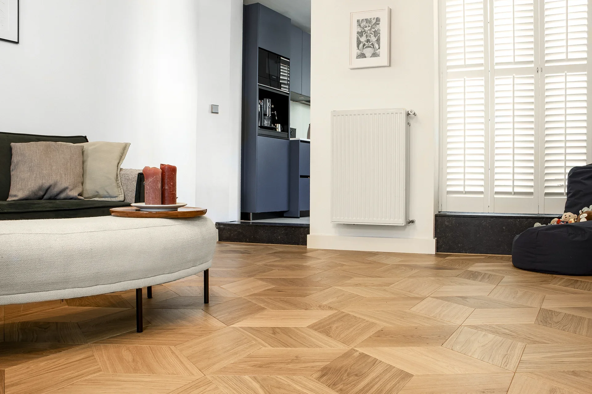 Foto: Dual Parquet reg    Euro eiken 1 Bis CUBE 15 4 x 260 mm incl  4 velling   Pure geolied  Cinzento 50450  9